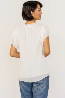 Hot Baltic Born Asher Ruffle Sleeve Top | Off White