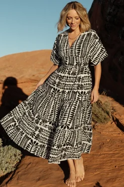 Online Baltic Born Austin Kimono Dress | Black Print