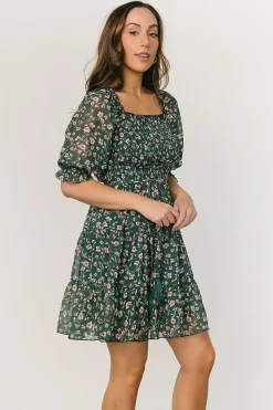 Best Baltic Born Azlyn Smocked Short Dress | Green + Pink Floral