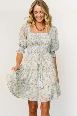 Best Baltic Born Azlyn Smocked Short Dress | Light Blue Floral