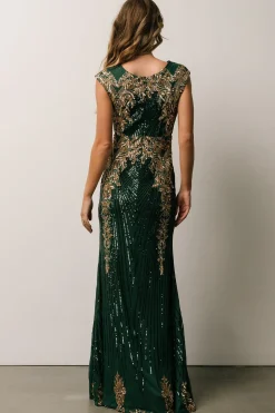 Clearance Baltic Born Azura Sequin Gown | Green + Gold
