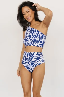 Best Baltic Born Bali One Shoulder Bikini Top | White + Navy