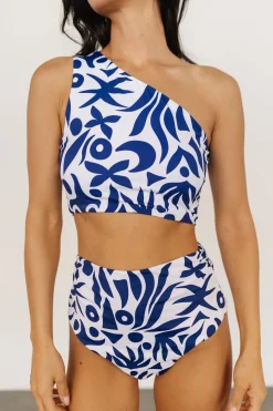 Best Baltic Born Bali One Shoulder Bikini Top | White + Navy