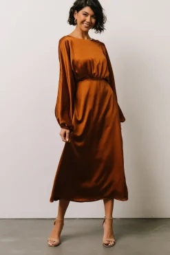Clearance Baltic Born Balta Satin Midi Dress | Bronze