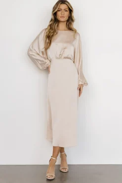 Fashion Baltic Born Balta Satin Midi Dress | Champagne