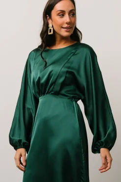 New Baltic Born Balta Satin Midi Dress | Emerald