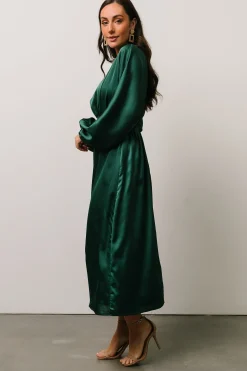 New Baltic Born Balta Satin Midi Dress | Emerald