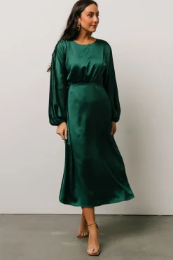 New Baltic Born Balta Satin Midi Dress | Emerald
