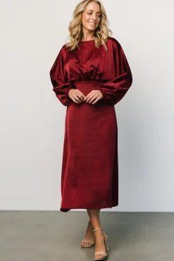 New Baltic Born Balta Satin Midi Dress | Merlot