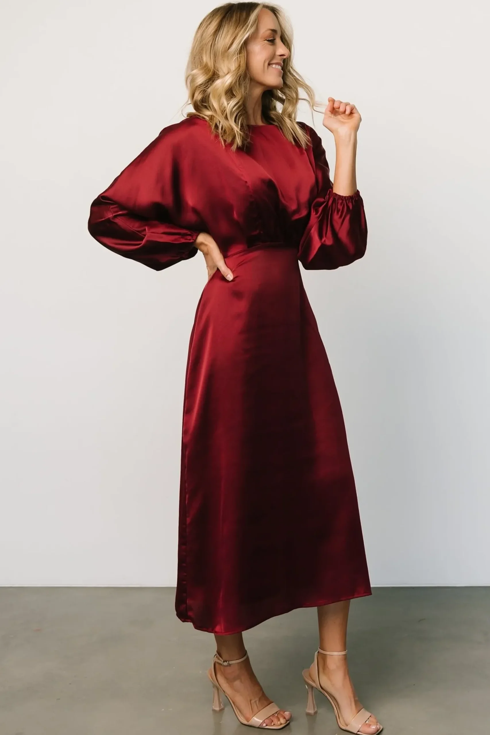 New Baltic Born Balta Satin Midi Dress | Merlot