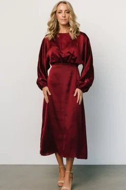 New Baltic Born Balta Satin Midi Dress | Merlot