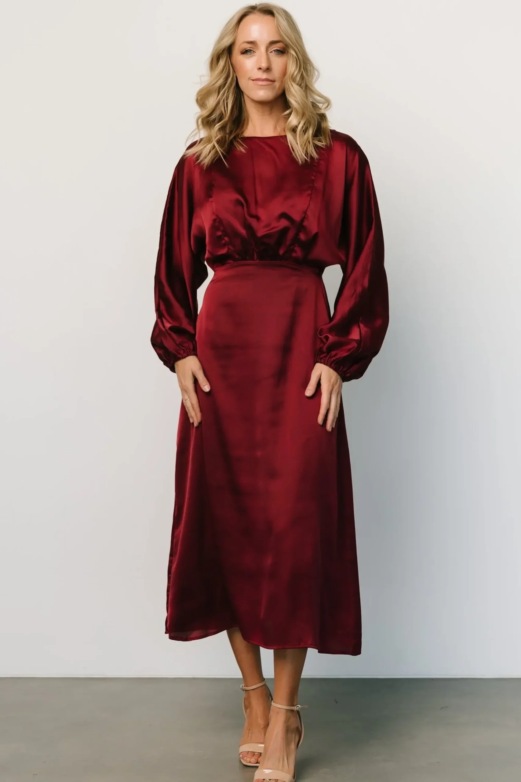 New Baltic Born Balta Satin Midi Dress | Merlot