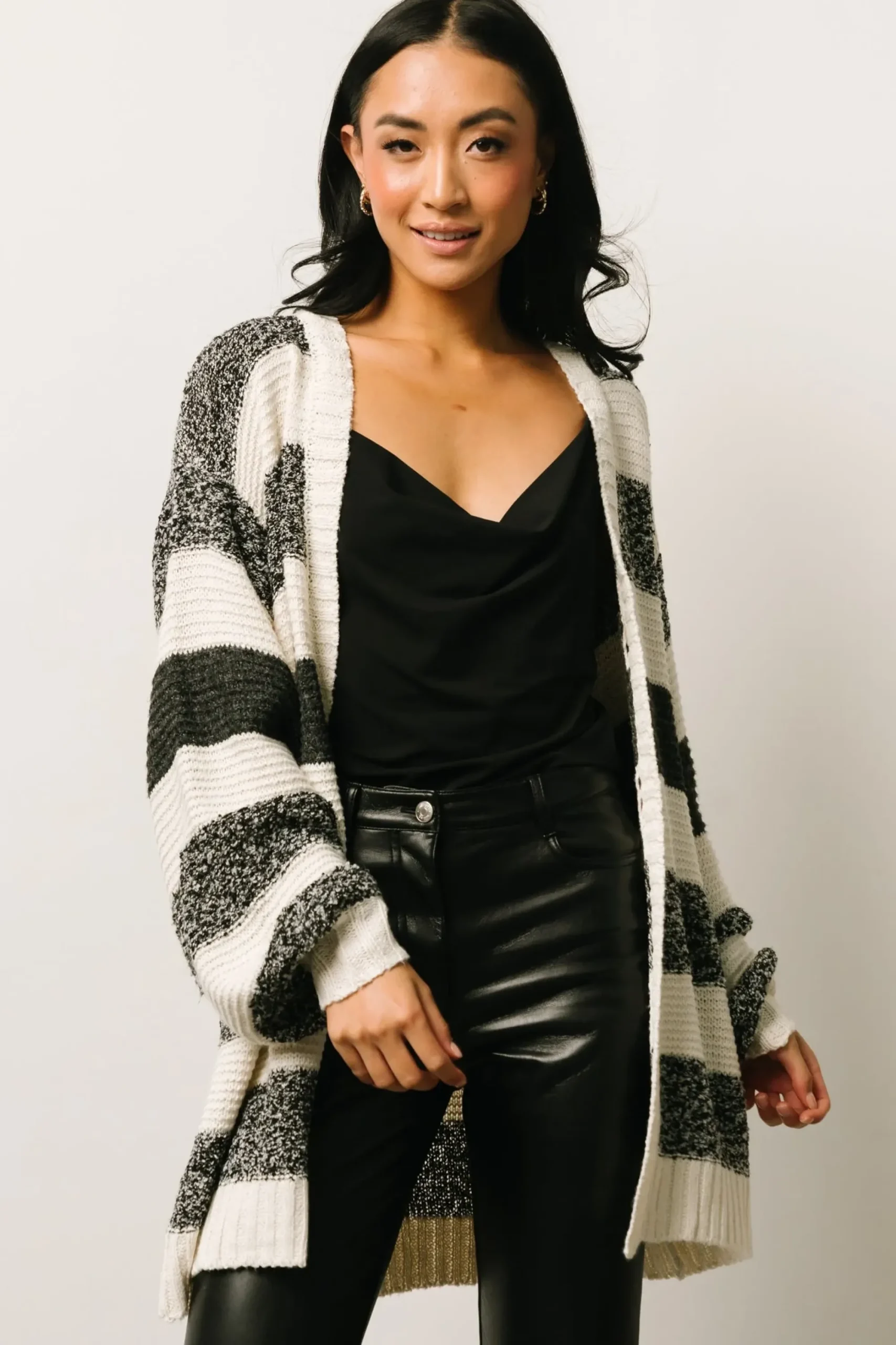 Fashion Baltic Born Banff Stripe Cardigan | Black + Ivory