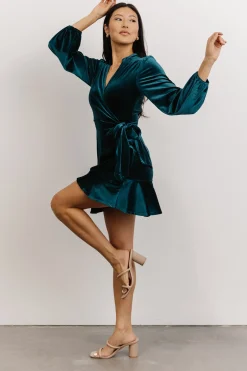 Fashion Baltic Born Barre Velvet Wrap Mini Dress | Jade