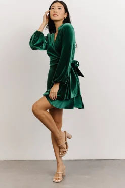 Best Baltic Born Barre Velvet Wrap Mini Dress | Green