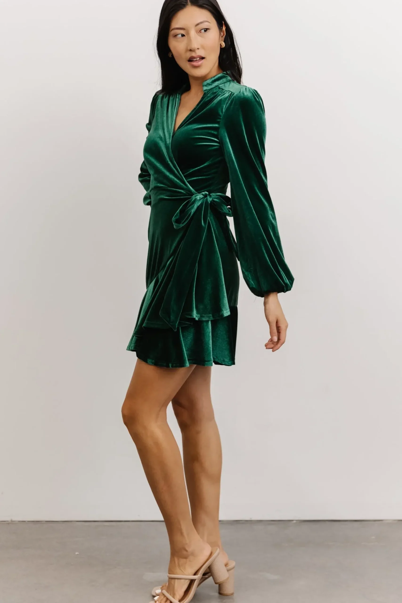 Best Baltic Born Barre Velvet Wrap Mini Dress | Green
