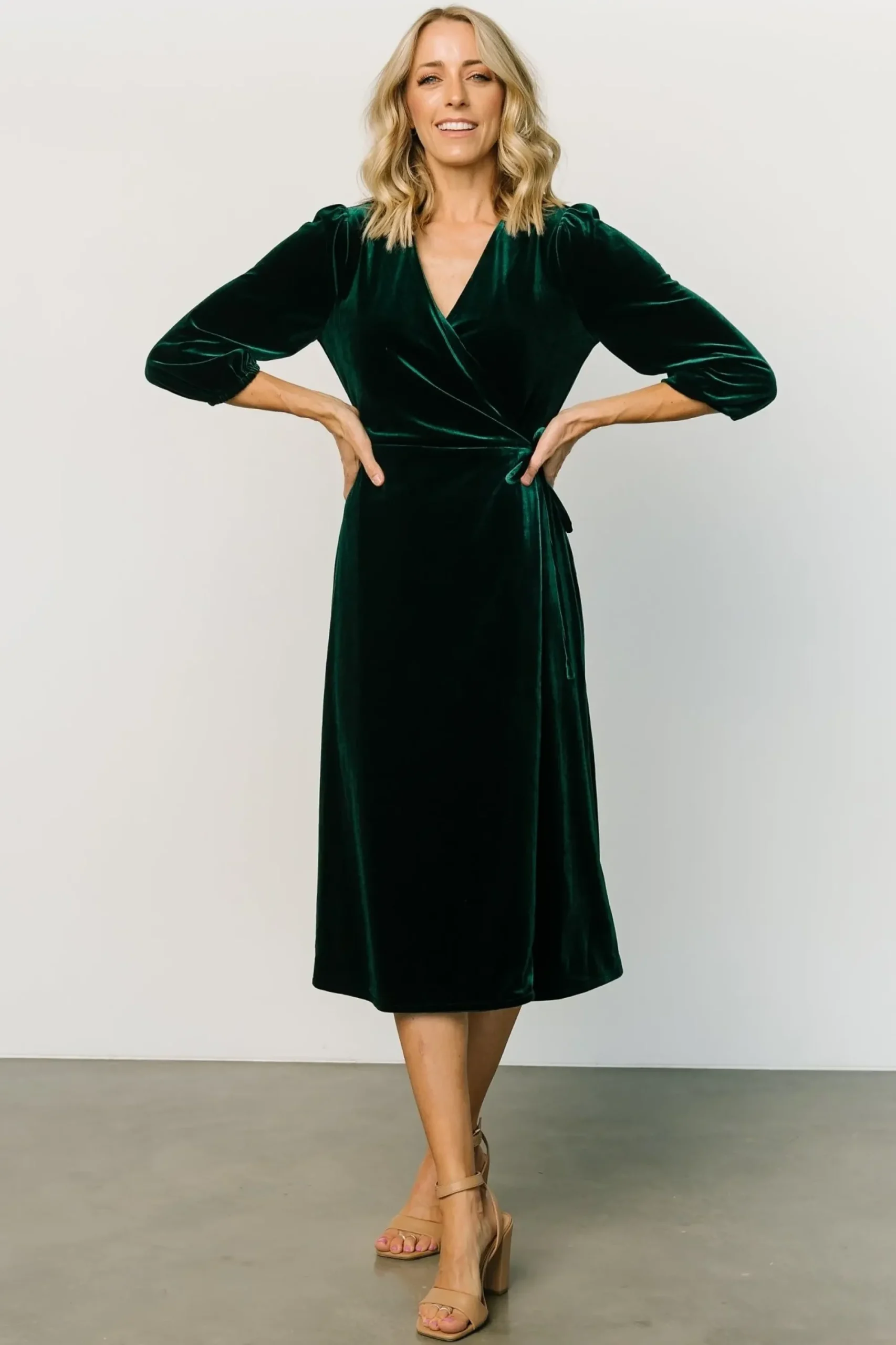 Hot Baltic Born Beckinsale Velvet Wrap Dress | Dark Green