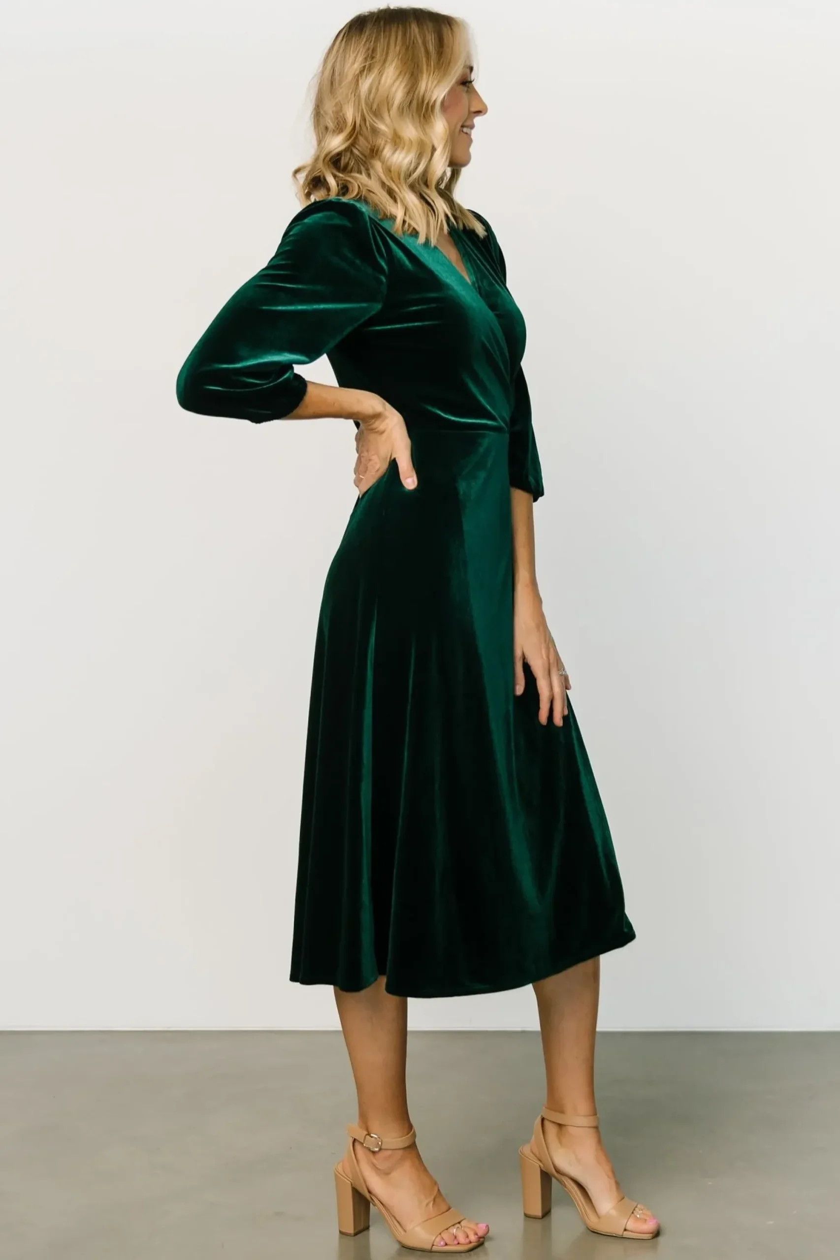 Hot Baltic Born Beckinsale Velvet Wrap Dress | Dark Green