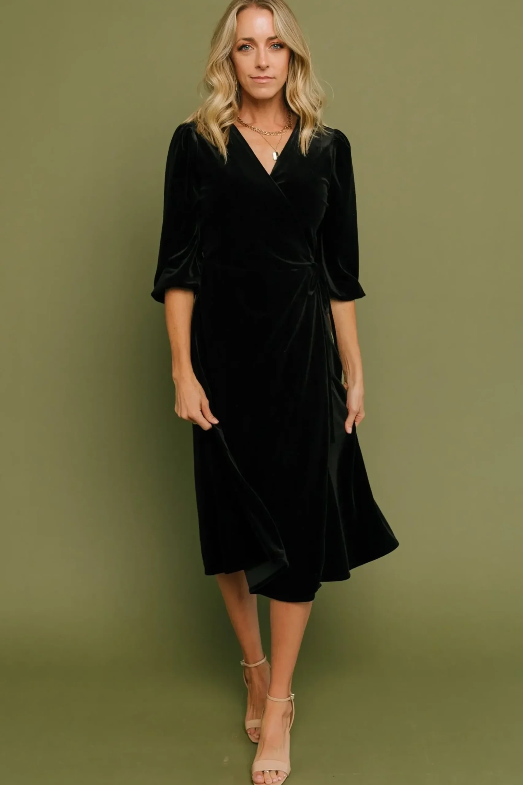 Outlet Baltic Born Beckinsale Velvet Wrap Dress | Black