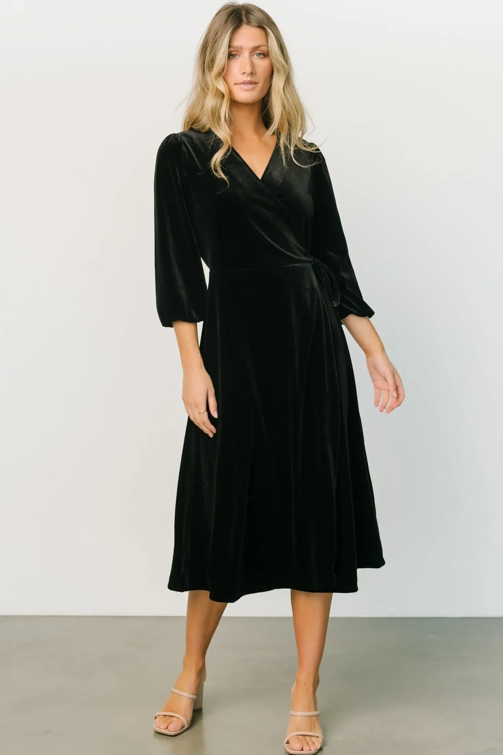 Outlet Baltic Born Beckinsale Velvet Wrap Dress | Black