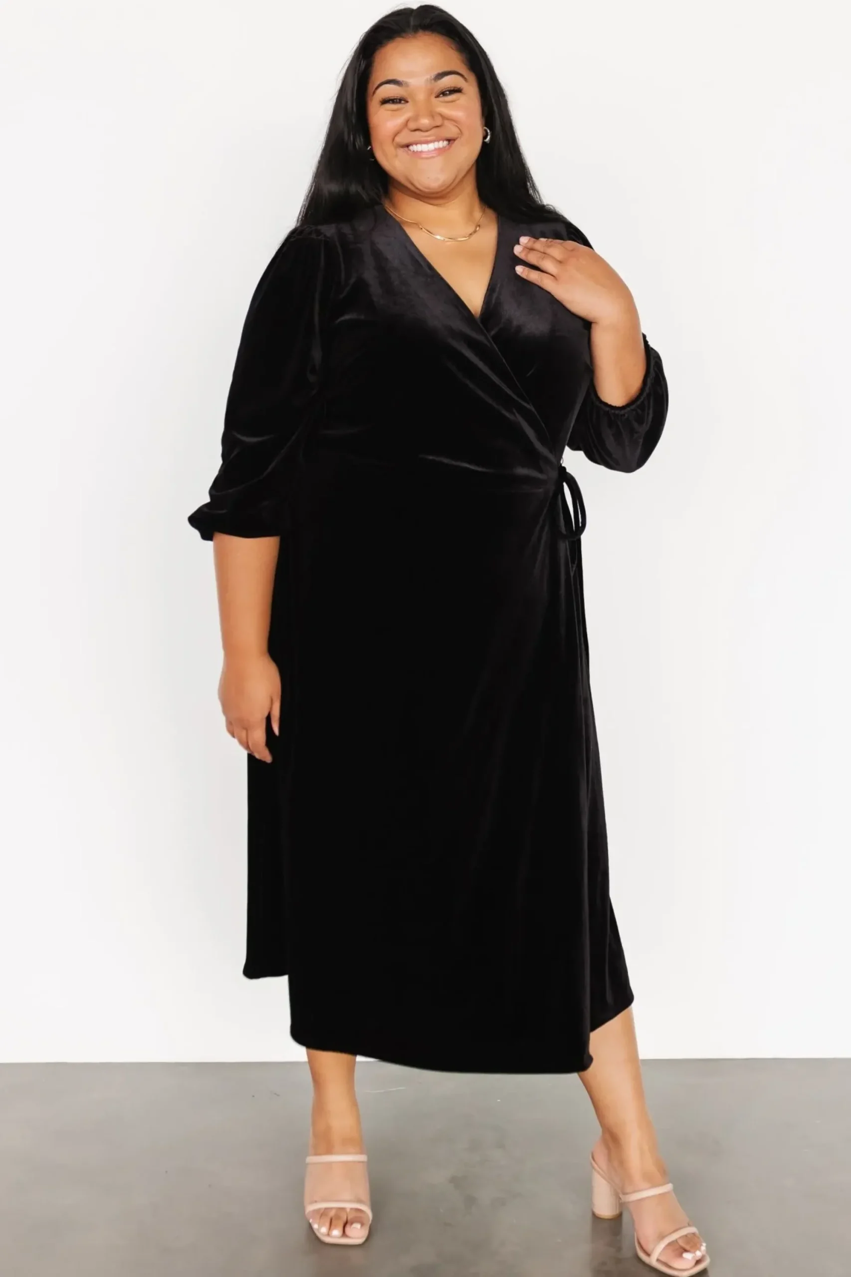 Outlet Baltic Born Beckinsale Velvet Wrap Dress | Black