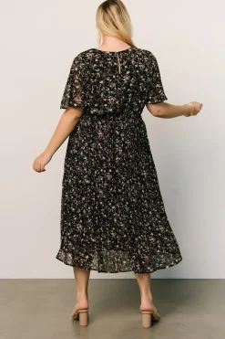 Discount Baltic Born Belfast Pleated Midi Dress | Black Floral