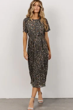 Clearance Baltic Born Belfast Pleated Midi Dress | Antique Jade Floral