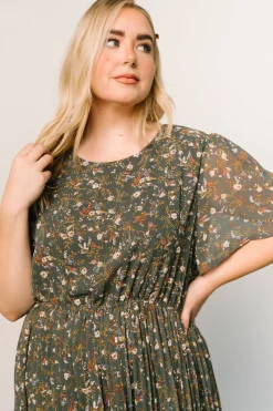Clearance Baltic Born Belfast Pleated Midi Dress | Antique Jade Floral