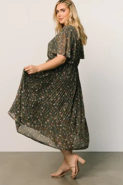 Clearance Baltic Born Belfast Pleated Midi Dress | Antique Jade Floral