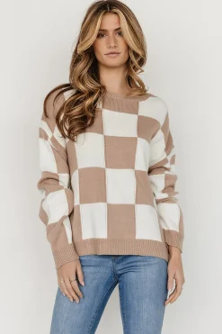 Fashion Baltic Born Bella Checkered Sweater | Taupe