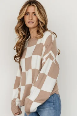 Fashion Baltic Born Bella Checkered Sweater | Taupe