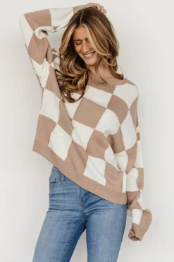 Fashion Baltic Born Bella Checkered Sweater | Taupe