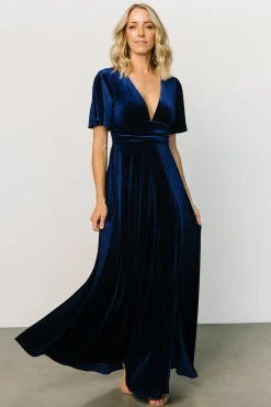 New Baltic Born Berenice Velvet Maxi Dress | Navy