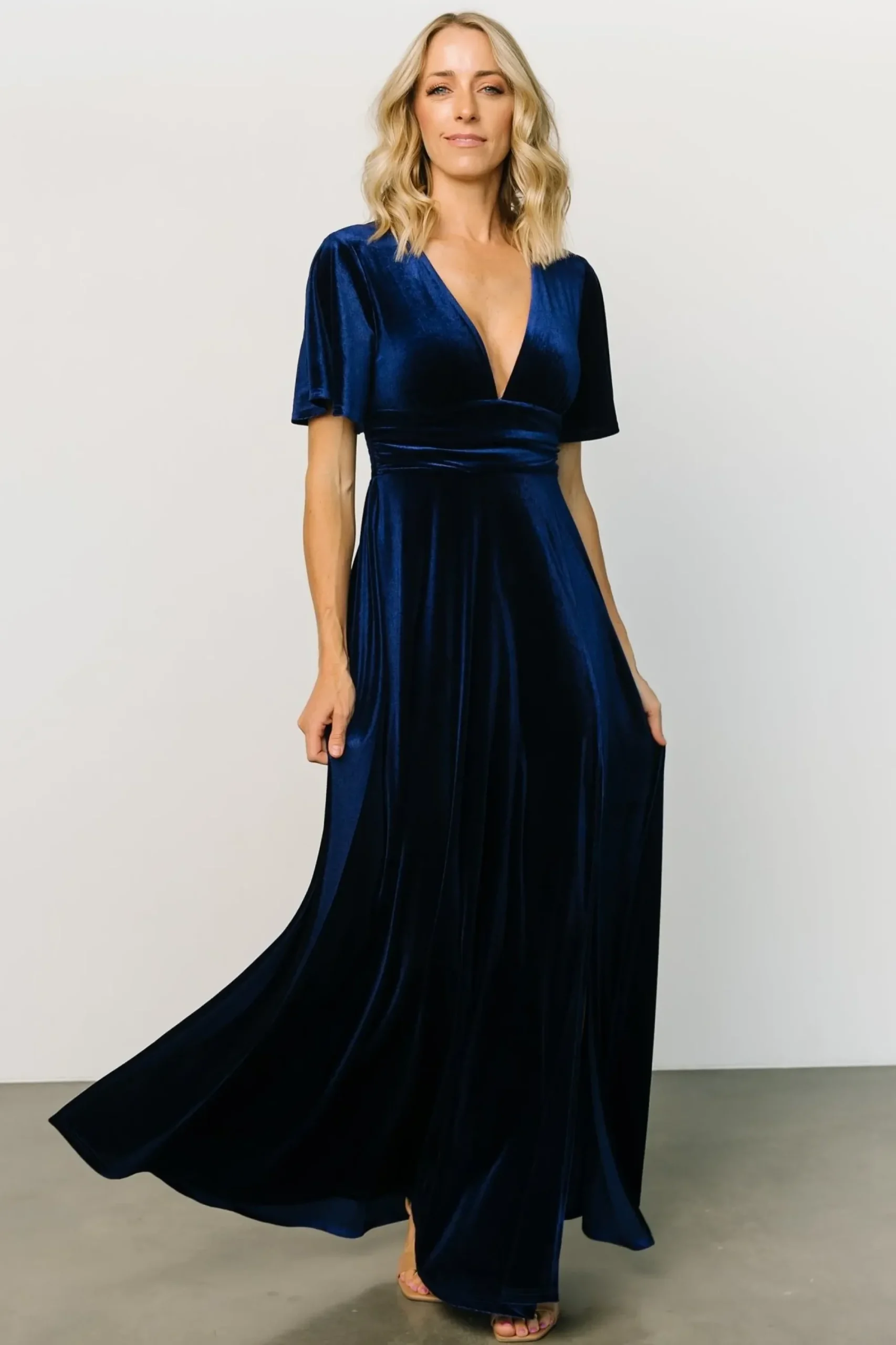 New Baltic Born Berenice Velvet Maxi Dress | Navy