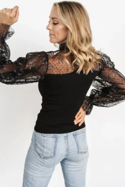 Hot Baltic Born Betsy Shimmer Sleeve Top | Black