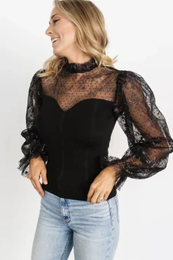 Hot Baltic Born Betsy Shimmer Sleeve Top | Black