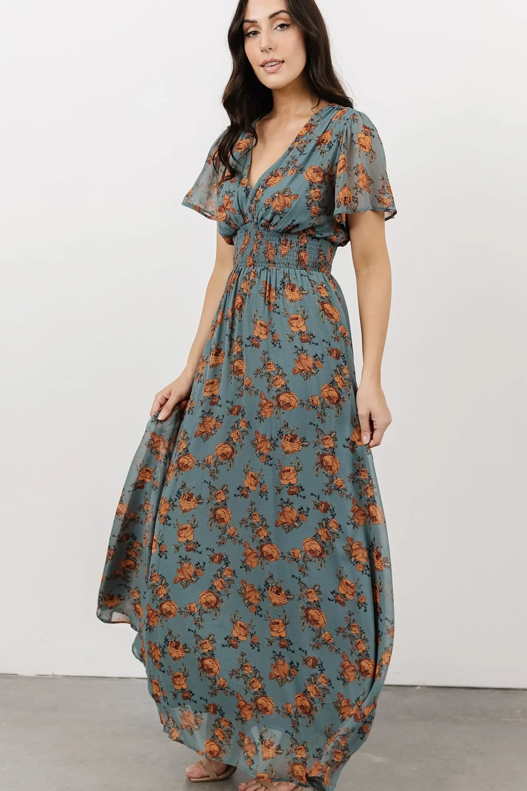 Hot Baltic Born Birdie Maxi Dress | Dusty Blue Floral
