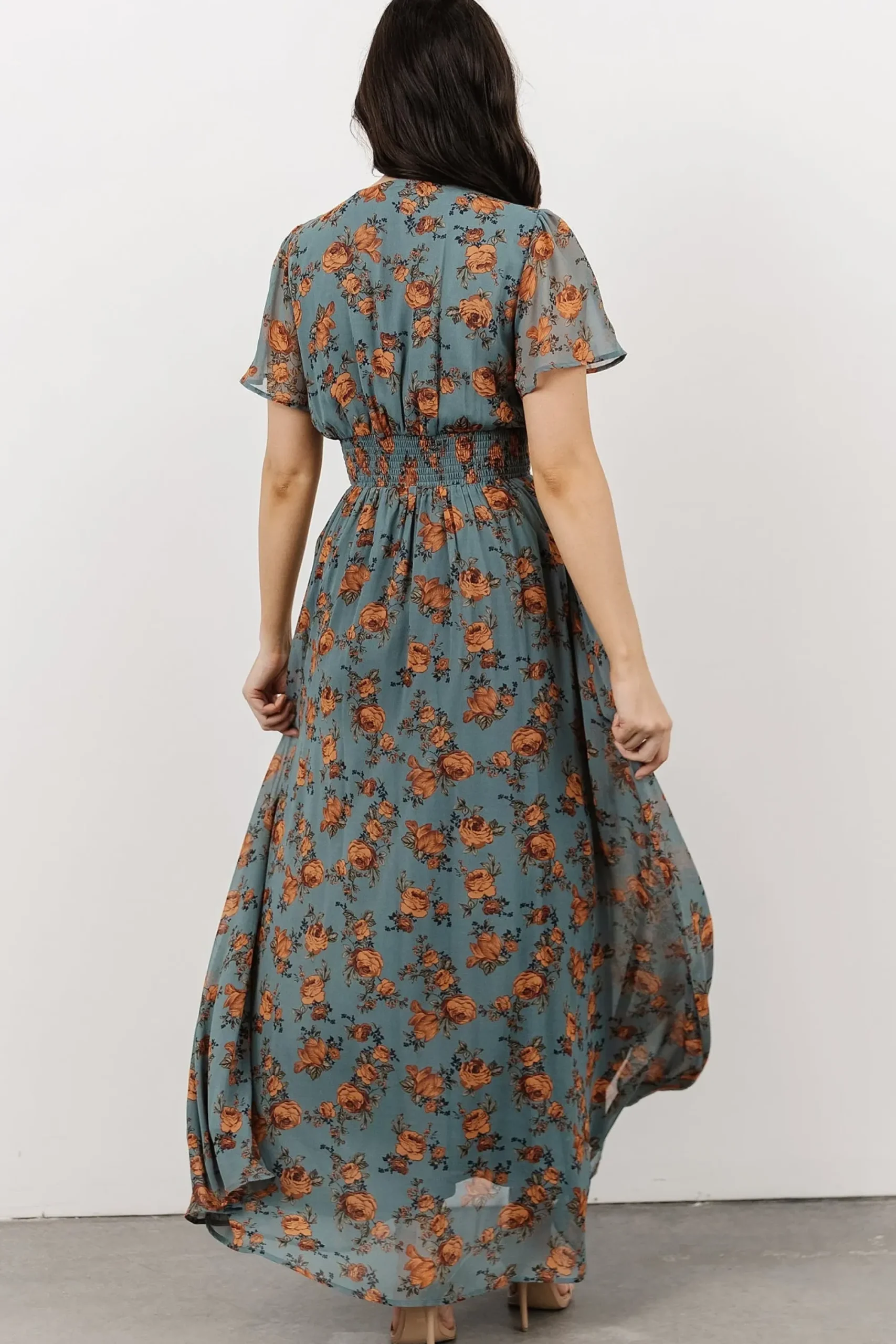 Hot Baltic Born Birdie Maxi Dress | Dusty Blue Floral