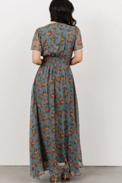 Hot Baltic Born Birdie Maxi Dress | Dusty Blue Floral