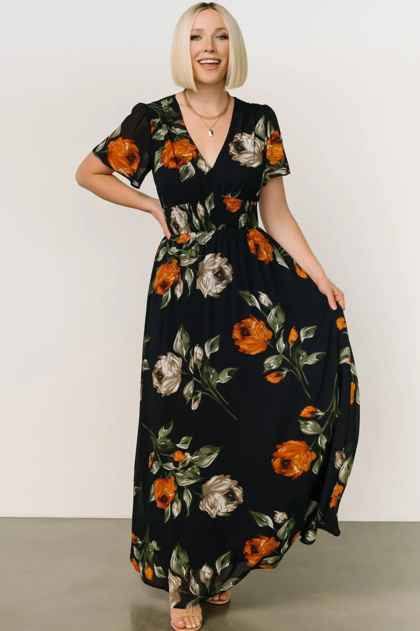 Clearance Baltic Born Birdie Maxi Dress | Midnight Navy Floral