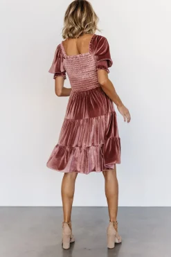 Sale Baltic Born Bliss Smocked Velvet Short Dress | Vintage Rose