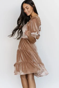 Best Baltic Born Bliss Smocked Velvet Short Dress | Natural