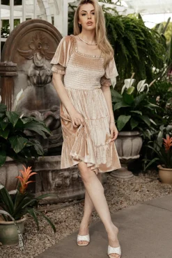 Best Baltic Born Bliss Smocked Velvet Short Dress | Natural