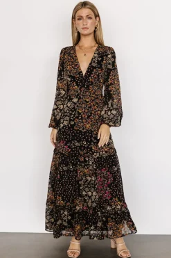 Online Baltic Born Bowman Deep V Maxi Dress | Black Multi