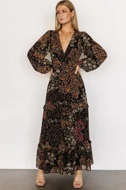 Online Baltic Born Bowman Deep V Maxi Dress | Black Multi