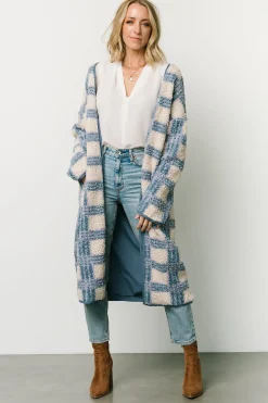 New Baltic Born Breckenridge Sherpa Long Cardigan | Blue Plaid