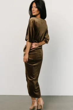 Sale Baltic Born Brendyn Ruched Velvet Dress | Brushed Bronze