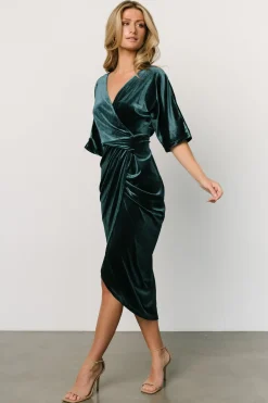 Outlet Baltic Born Brendyn Ruched Velvet Dress | Jade
