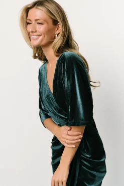 Outlet Baltic Born Brendyn Ruched Velvet Dress | Jade