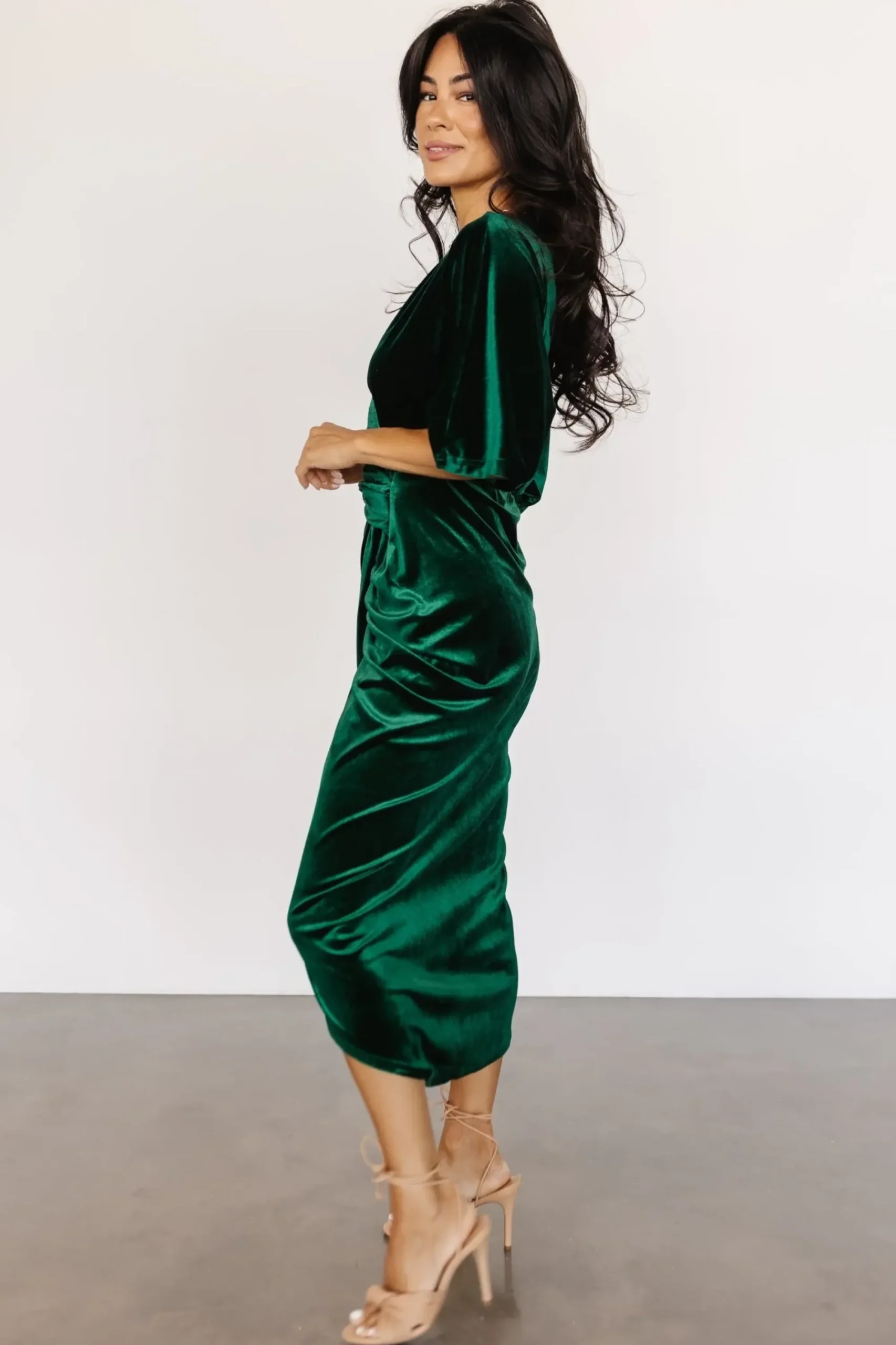 Sale Baltic Born Brendyn Ruched Velvet Dress | Emerald
